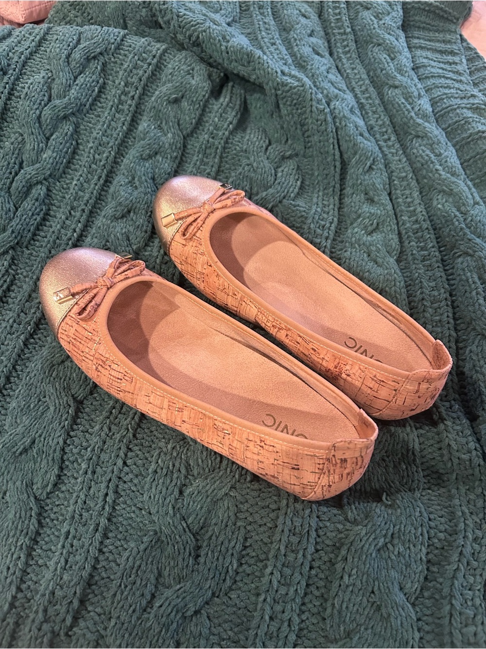 Vionic minna Ballet Flat Women's Slip-On Shoes in gold and tan